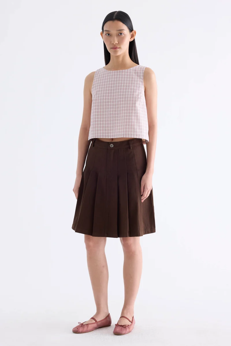 Kendella Low-Rise Pleated Skirt